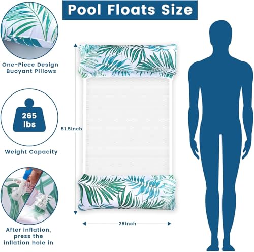 Image of 4 in 1 Pool Float Water Hammock | Inflatable Pool Lounger Chair | Drifter & Exercise Saddle | Mesh Fabric Floating Bed | Easy to Carry & Quick Dry | Adult Pool Float