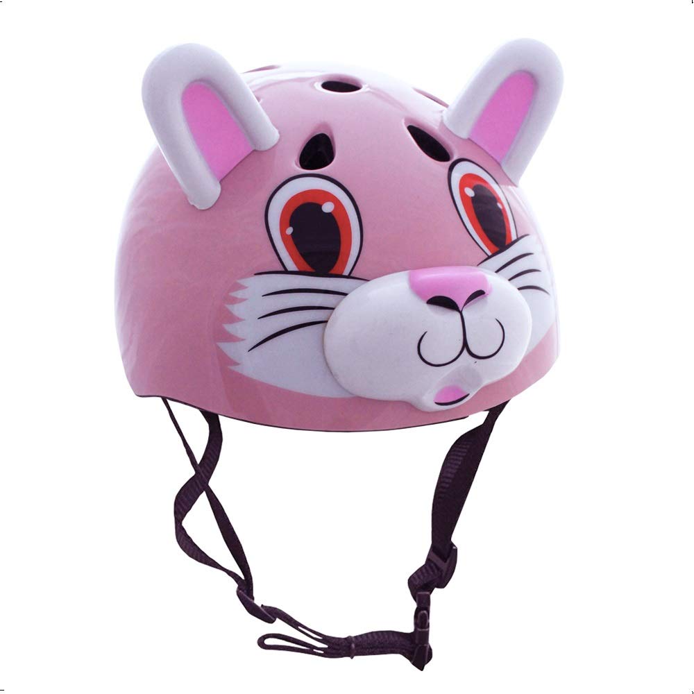 La Sports Pink Cat/Rabbit Childrens Safety Cycling Skating Scooter Bike Helmet (Suitable ages 3-11)