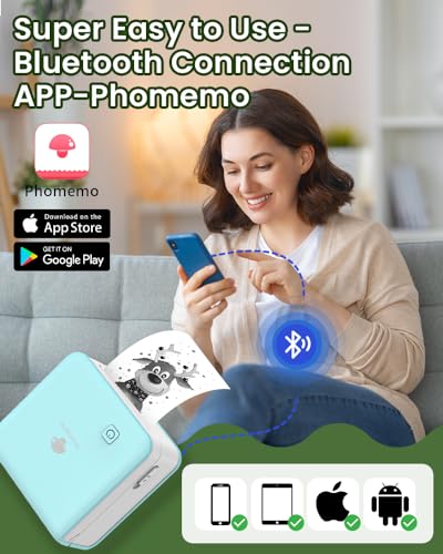 Image of Phomemo Mini Sticker Printer- Print Pod 300dpi M02 Pro Mini Maker Pocket Thermal Bluetooth Printer Sticker Maker for Photo Printing,Study Notes, DIY Cards, List, Travel, Work and Study, Cyan