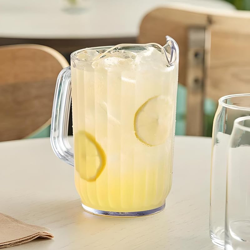 OCS Parts Pro Series 3-Pack 32-Ounce Plastic Pitchers | Clear, Heavy Duty Pitchers with Enhanced Grip and Pour Spout | Classic Restaurant Carafe Pitcher for Water, Juice, Beer, and Iced Tea