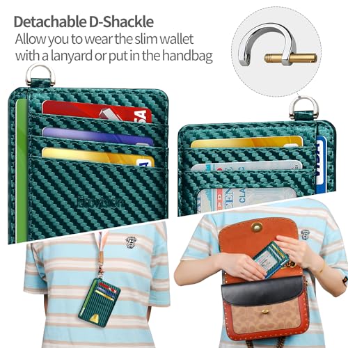 Image of Slim Minimalist Front Pocket Wallet, RFID Blocking Credit Card Holder Wallet with Detachable D-Shackle for Men Women