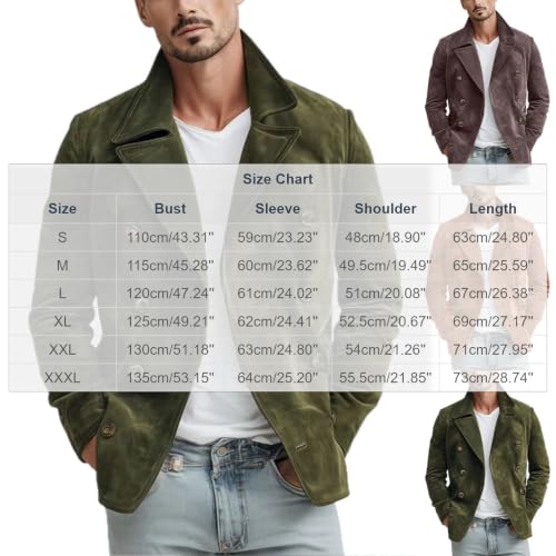 fartey Suede Cardigan Men Double Breasted Collared Button Up Outerwear - image 5