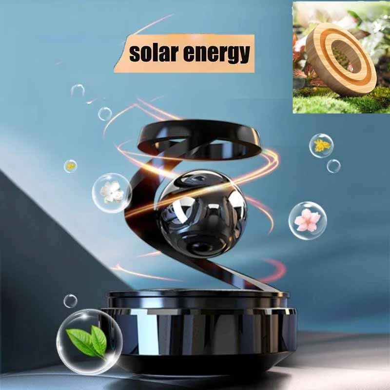 Image of Solar Aroma Car Air Freshener, Stylish Dashboard Rotating Perfume Diffuser, Rotating Aromatherapy, Solar Powered Autorotation Decoration for Car Interior, Refillable & Eco Friendly
