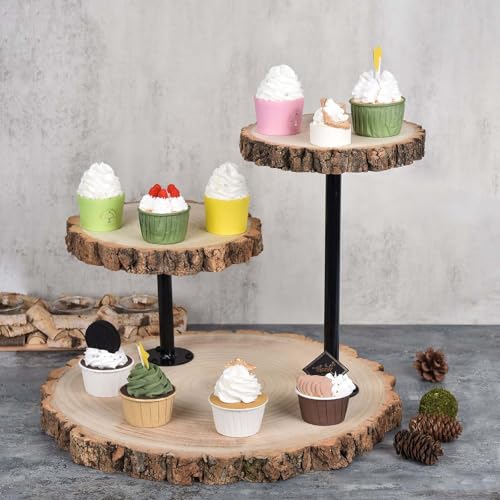 Efavormart CAKE_WOD003_NAT Efavormart 14 Inch Tall | 3 Tier Rustic Wood Slice Cupcake Stand thumb #7
