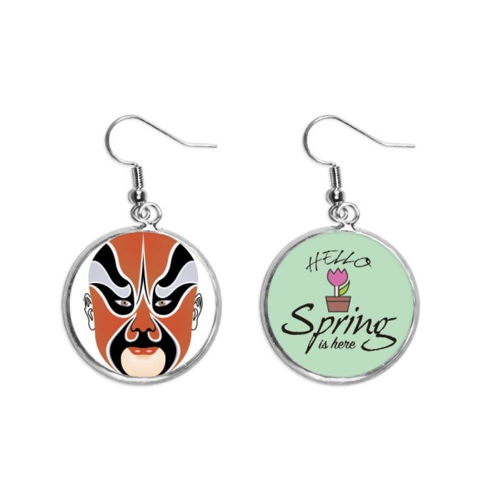 Pendientes de Ópera de Pekín estilo joyería de primavera con colgante de máscara asiática 5