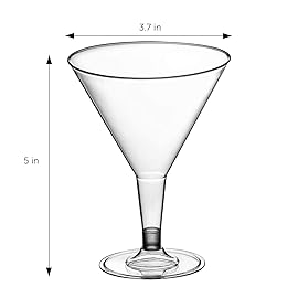 DecorRack 24 Martini Glasses, 7 oz -BPA Free- V-Shaped Plastic Glass, Perfect for Outdoor Parties, Weddings, Hosting, Stackable, Reusable, Disposable Stemmed Cups (Pack of 24)