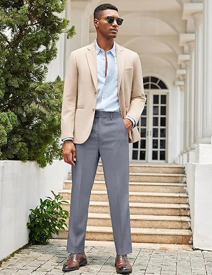 Image of CB-COLEBROOK Luxury PV Stretchable Classic Casual Pants for Men | Stylish Ankle Fit Men's Wear Premium Trousers for Office or Party | Mens Fashion Dress Trouser with 4 Pockets & Suit Pant's