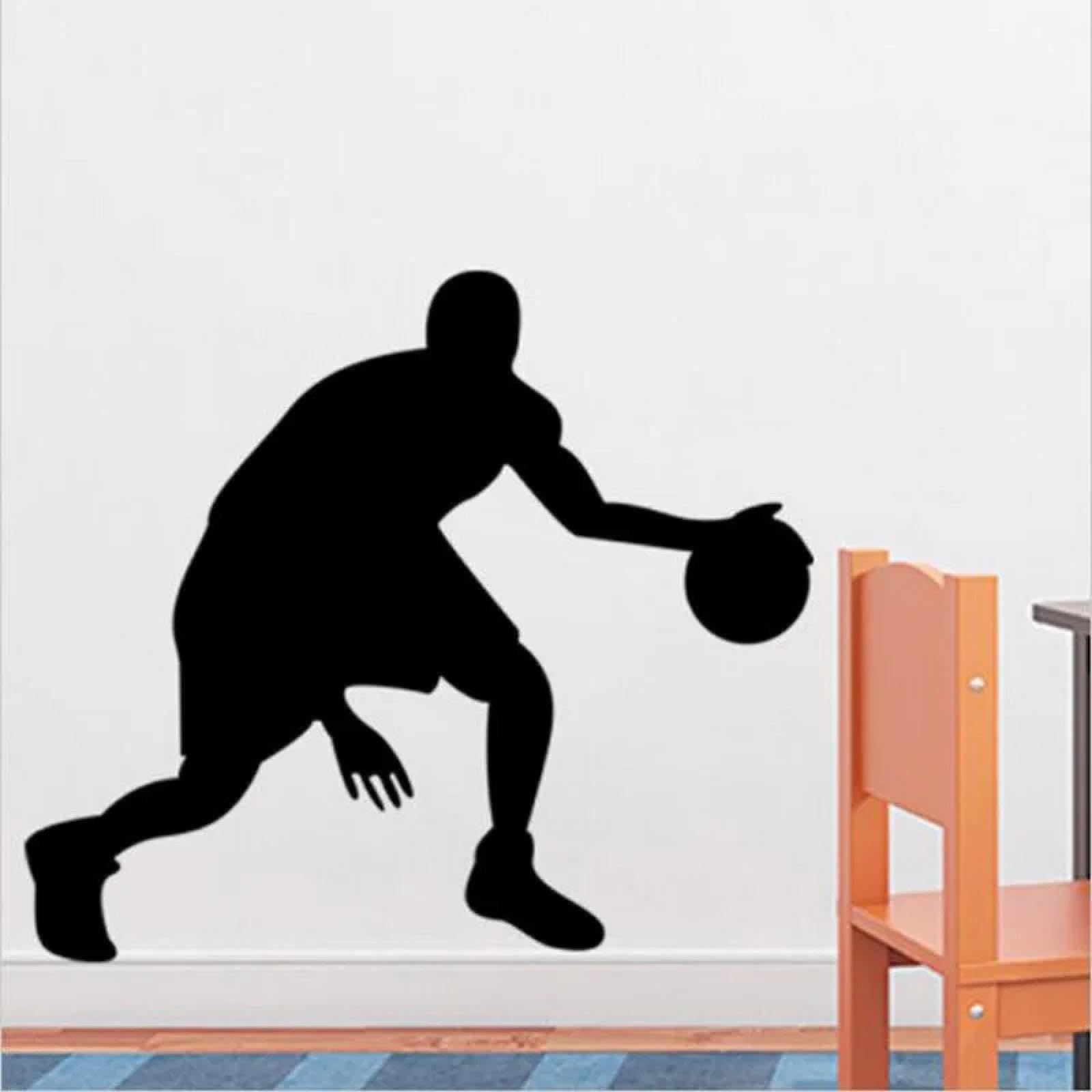 Zealplant Boys Black /Basketball Player Wall Sticker, Sports Wallpaper Mural, Basketball Wall Sticker, 'S Bedroom Art Mural