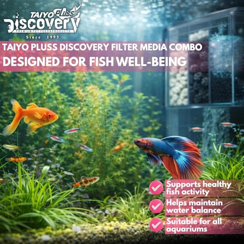Image of Taiyo Pluss Discovery Filter Media Combo - 50 pcs Bio Balls + 500 g Ceramic Rings + 500 g Activated Carbon + Free NET Bags | 3 in 1 Bio Sponge Media for Clear Water & Healthy Aquarium Fish Tank