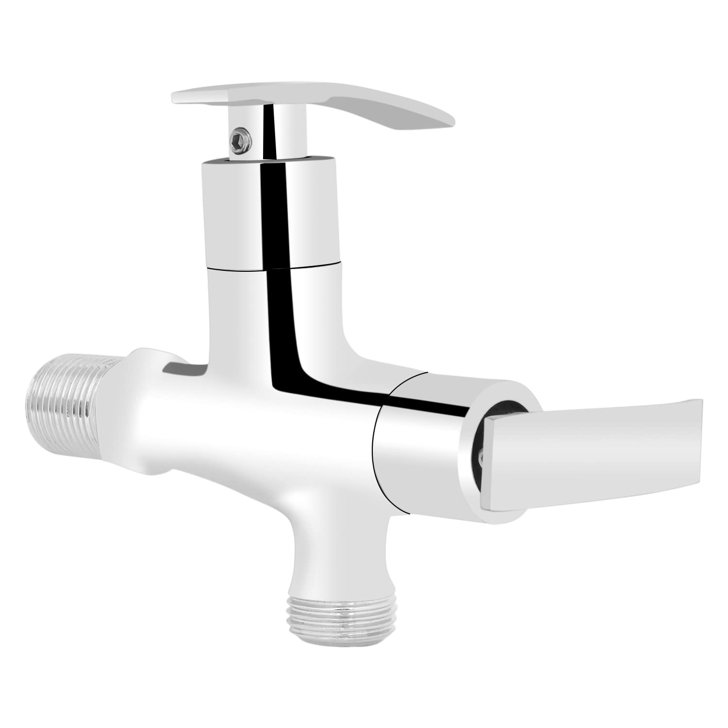 Supreme Bazaar Brass 2-in-1 Angle Valve with Wall Flange, Chrome Finish - Pack of 1