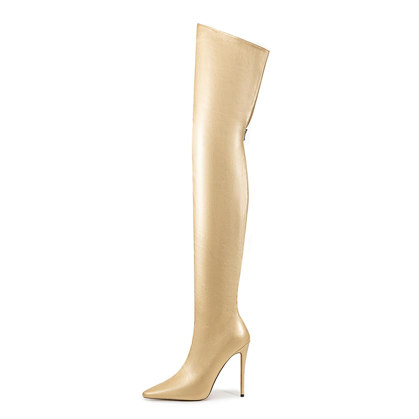 Thigh high boots for women striped Back zipper Burgundy Zebra Print Over the knee Sexy gold white pointed toe Cow Print leopard Magenta stiletto heel