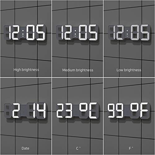 Mooas Pure Mini White 3D Led Clock, Multi-Function Led Clock (Calendar, Alarm, Temperature) #TOP4