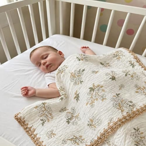 Image of Kassy pop Newborn Quilts Crib Blanket Baby Wrap Receiving Wrap Infant Cover Bedding Breathable Swaddles Infant Bedding Crib I 110cm x110cm