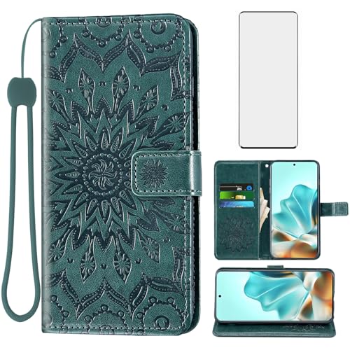 Étui portefeuille Motorola Moto Edge 60 Fusion en cuir vert foncé