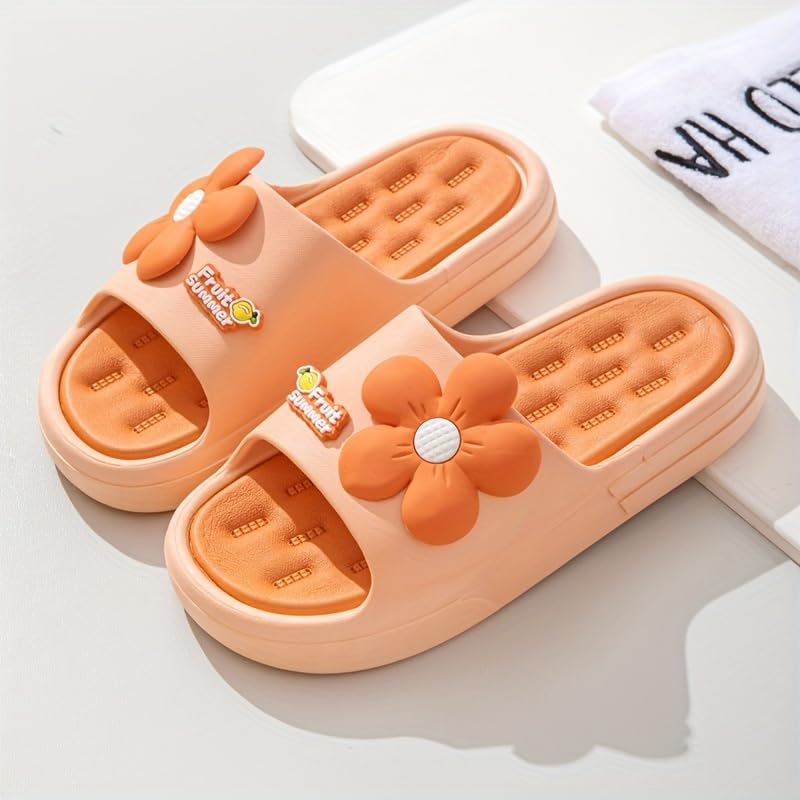 Women's Floral Slide Sandals Cute Thick Sole, Non-Slip, Odor-Resistant for Indoor & Outdoor Use, Soft Sole, Bathroom4