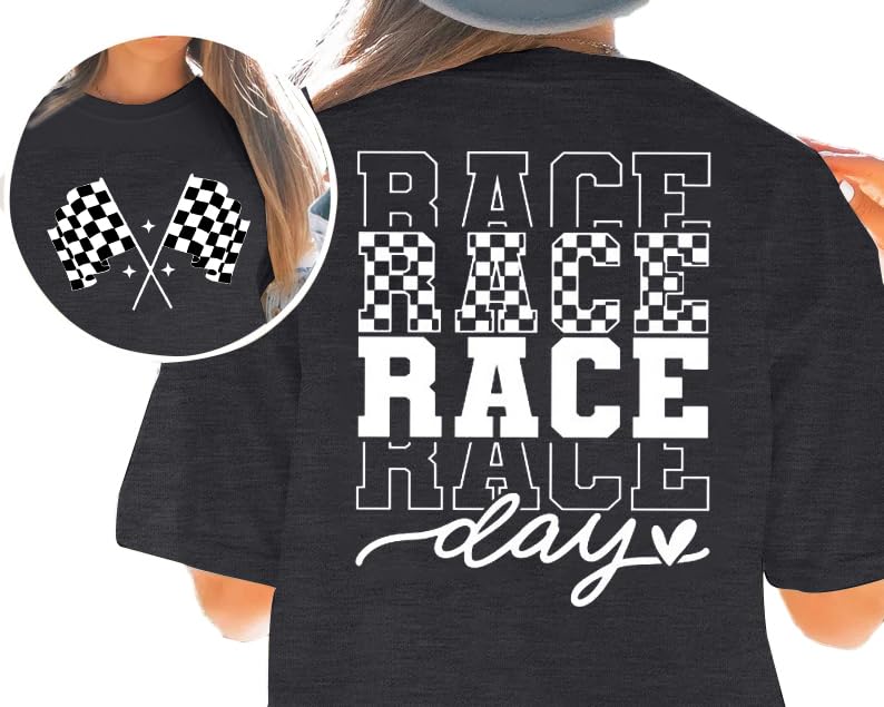 Race Day Shirts Flag Racing Outfits Women Funny Racing Flag Shirts Short Sleeve Tops2