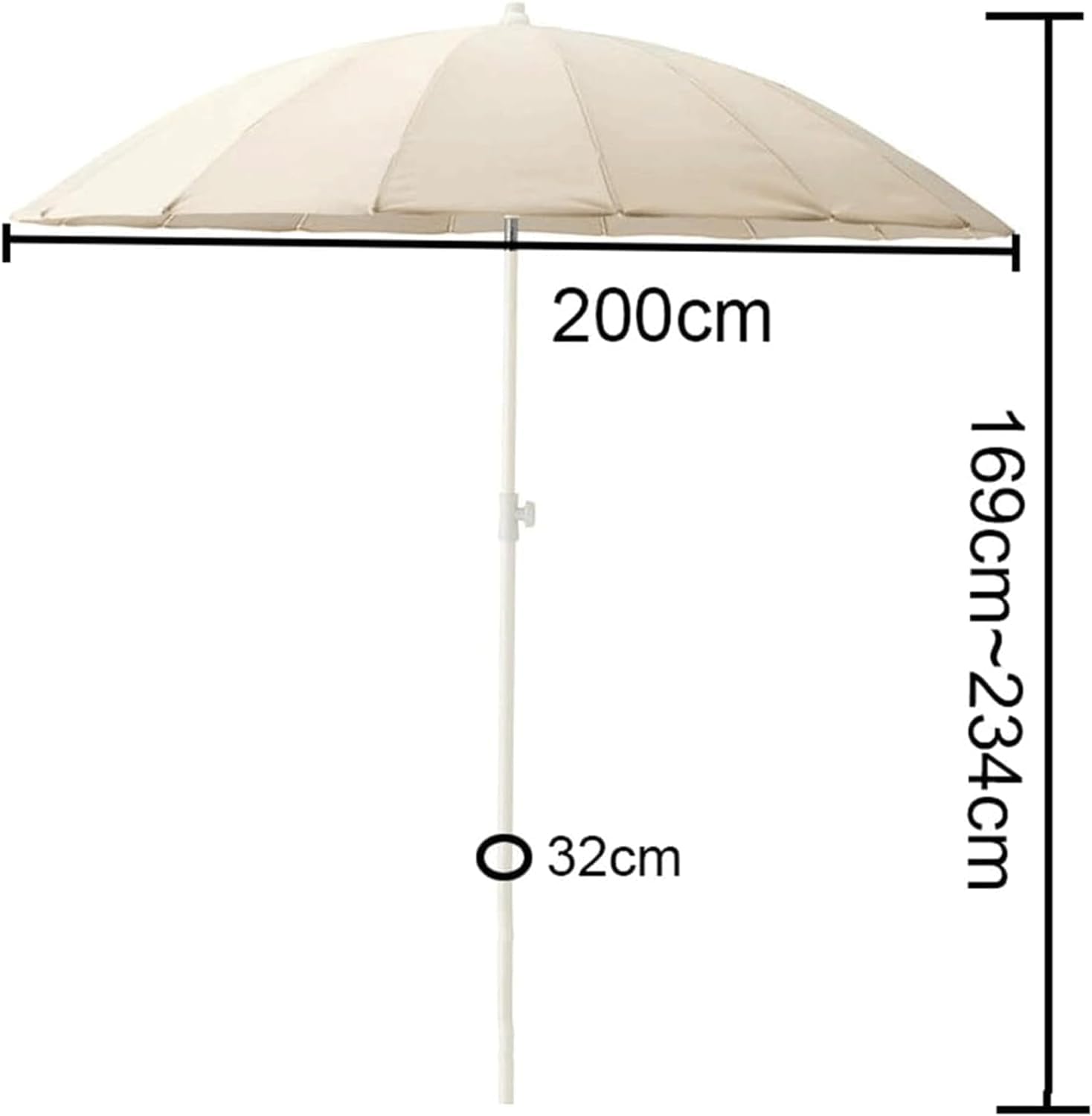 Parasole Parasol Ogrodowy Z Rurki Stalowej 2 M/6,5 Stopy Parasol Plażowy Z Mechanizmem Przechylania Parasol Ogrodowy Z Włókna Poliestrowego Parasol Ogrodowy(Without-Base)