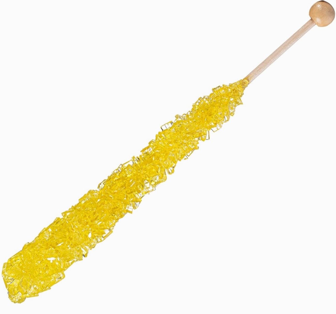 Classic Rock Candy Sticks Lollipops, Sugar Rock Crystals on Swizzle Stick Individually Wrapped (Yellow Mango, Pack of 18)