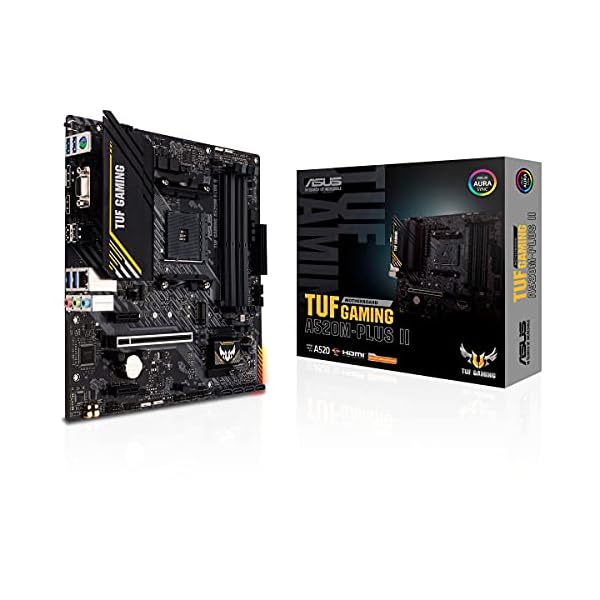ASUS TUF Gaming A520M-PLUS II - Placa Base de Gaming Micro-ATX (AMD A520 Ryzen AM4 con Soporte M.2, Puertos USB 3.2 Gen. 1, SATA 6 Gbps y Conectores Aura direccionables de 2.Gen)