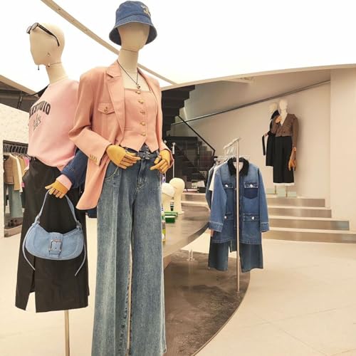 Jueraori Schaufensterpuppe Körper Weiblich, Schneiderpuppe mit Holz Armen, Mannequin Torso mit Verstellbare Höhe 140-190cm, Damenbüste Kleiderpuppe Ausstellungsstand (Farbe : Golden, Größe : M)