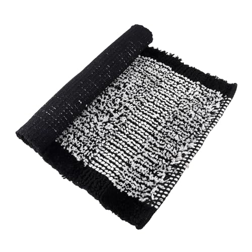 Image of Kuber Industries Door Mat | White Cut Loop Doormat | Microfiber Entrance Mat | Entry Doormat | Office Entrance Door Mat | Door Mat for Home | Door Mat for Living | Black
