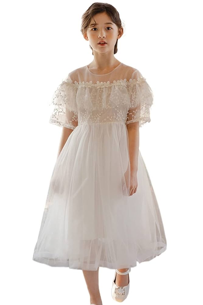 simone rocha× kidsキッズフリル付き白ドレスワンピース 女の子 ワンピース 送料無料 子供服 ワンピース フリル