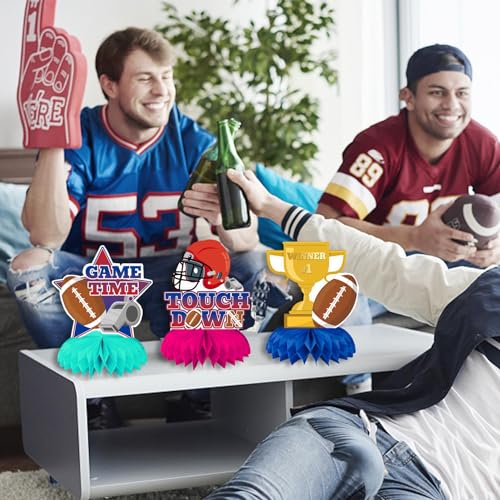 Qpout MP4TG138-US 9Pcs Football Party Decorations Football Table Centerpiece Football Honeycomb Centerpieces Table Toppers Super Bowl Party Honeycomb Table Toppers Rugby Football Sports Theme Decorations thumb #5