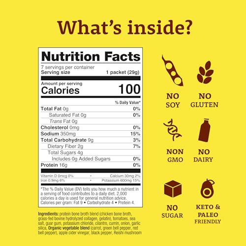 Image of Dr. Kellyann Bone Broth Collagen Powder Packets, Mexican Tortilla, 7 Servings - 16g Protein, Grass-Fed Hydrolyzed Collagen, Keto & Paleo-Friendly