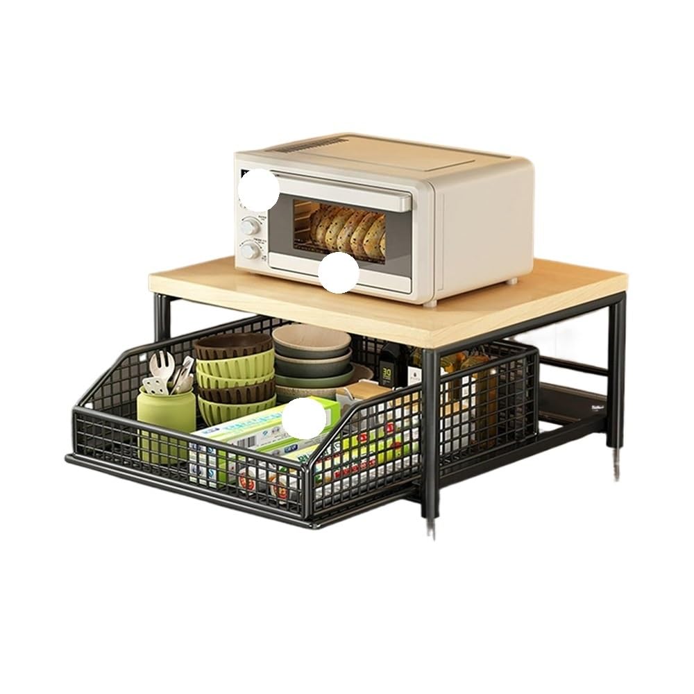 Jobaojiang Kitchen Countertop Organizer – Multi-Use Shelf For Microwave, Spices, Coffee Machine & Printer(Black)