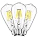 CRLight LED Edison Bulb 8W 6000K Daylight (Cold White) 800LM, 80W Equivalent E26 Medium Base, ST21(ST64) Vintage LED Filament Bulbs, 360 Degrees Beam Angle, Pack of 3