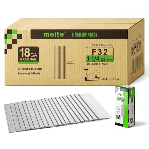 meite F32 Stauchkopfnägel 18Ga, 32 mm Verzinkte, 60.000 Stück/12 Boxen