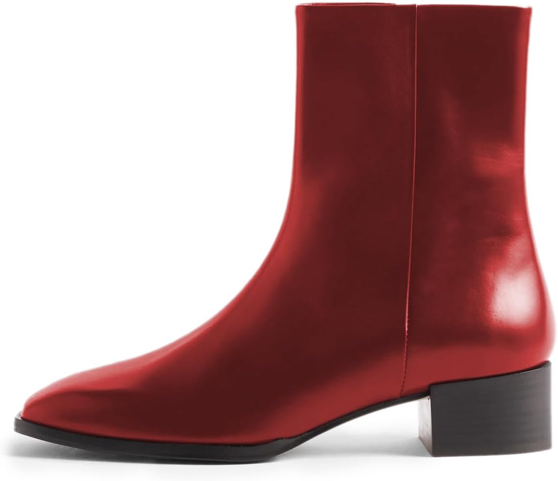 FOWT Women Classic Block Low Heel Ankle Boots Side zipper Ladies Winter Fall Daily Shoes Size 4-16 US
