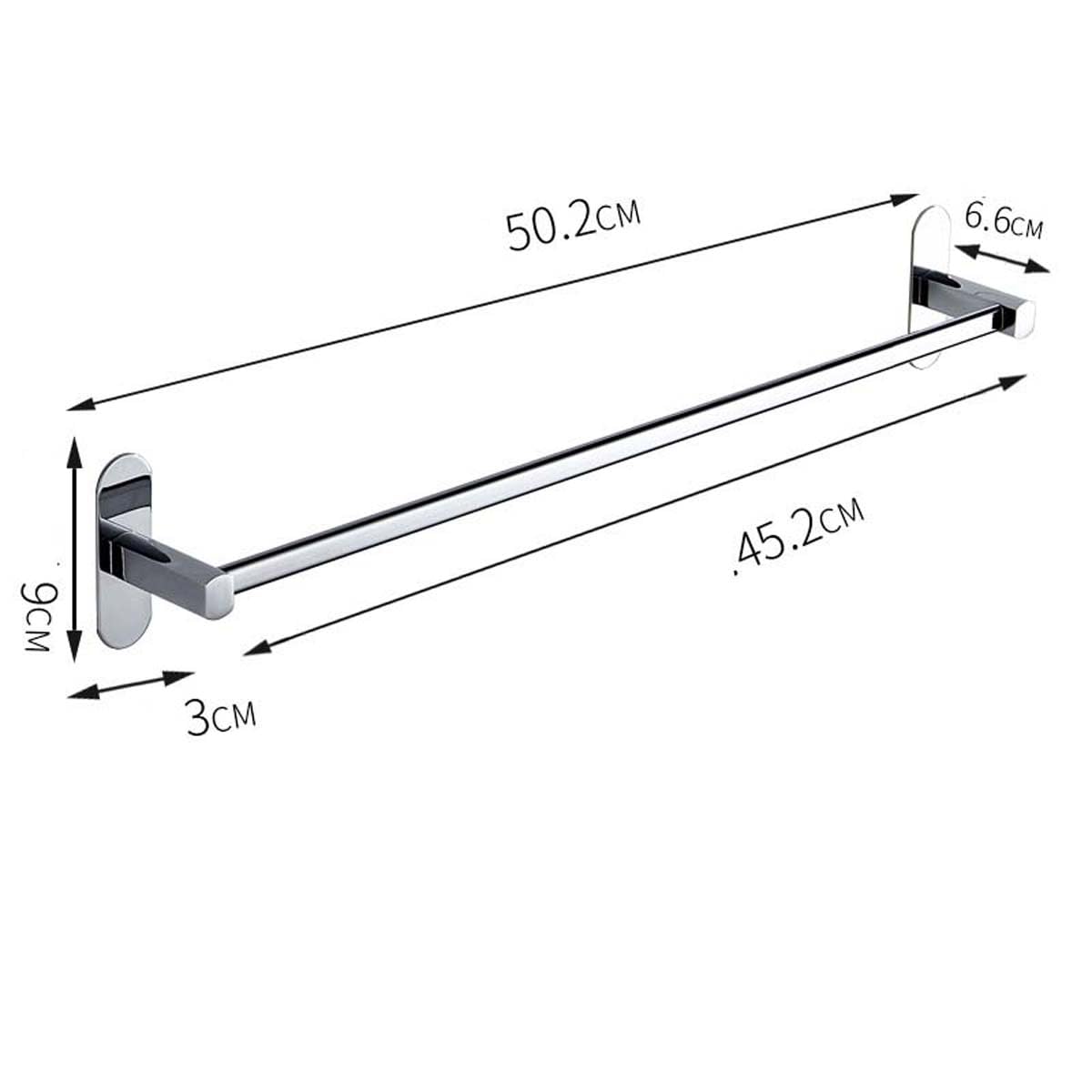 Portasciugamani in acciaio inox per bagno e cucina, impermeabile, adesivo, senza fori, 50 cm