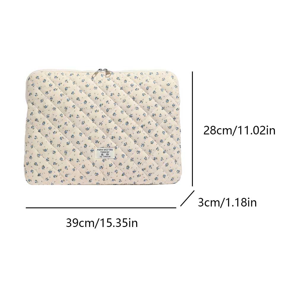 CHAMAIR Housse D'Ordinateur Portable Puffy 13 Pouces Étui Mignon Floral Matelassé Couverture D'Ordinateur Portable Esthétique Étui MacBook 13'' 12'' (Bleu 13 Pouces