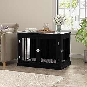 Furniture Style Dog Crate with Cushion, Dog Kennel Medium, Dog Crates, Dog Cage for Small and Medium Dogs, Decorative Dog Kennel with Flip-top Plate, Chew-Proof Metal Bars, Black Furniture Style Dog Crate with Cushion Dog Kennel Medium Dog Crates Dog Cage for Small and Medium Dogs Decorative Dog Kennel with Flip top Plate Chew Proof Metal Bars Black