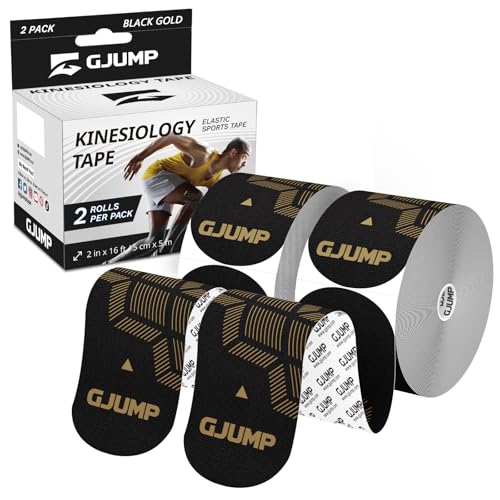 Image of Kinesiology Tape, 40 Count Precut Strips 2 Rolls Original Cotton Tape | Elastic Athletic Tape for Muscle Strain Relief & Joint Support, Latex Free Kinetic Tape, Waterproof & Breathable Sports Tape