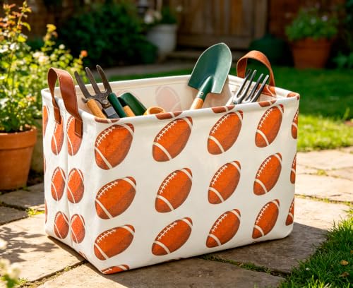 Image of CLOCOR Rectangular Storage Basket, Waterproof Storage Bin, Gift Basket(Rugby)