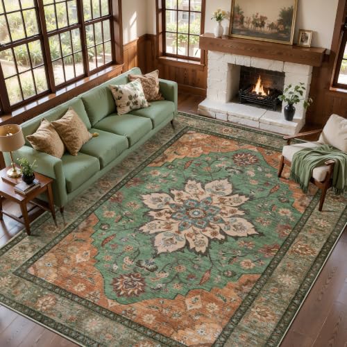 Image of Tangsoo 6x9 Washable Area Rugs for Living Room, Vintage Indoor Non Slip Rug