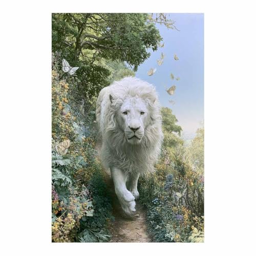 Toile lions blancs grand format pour habiller un grand mur vide de salon