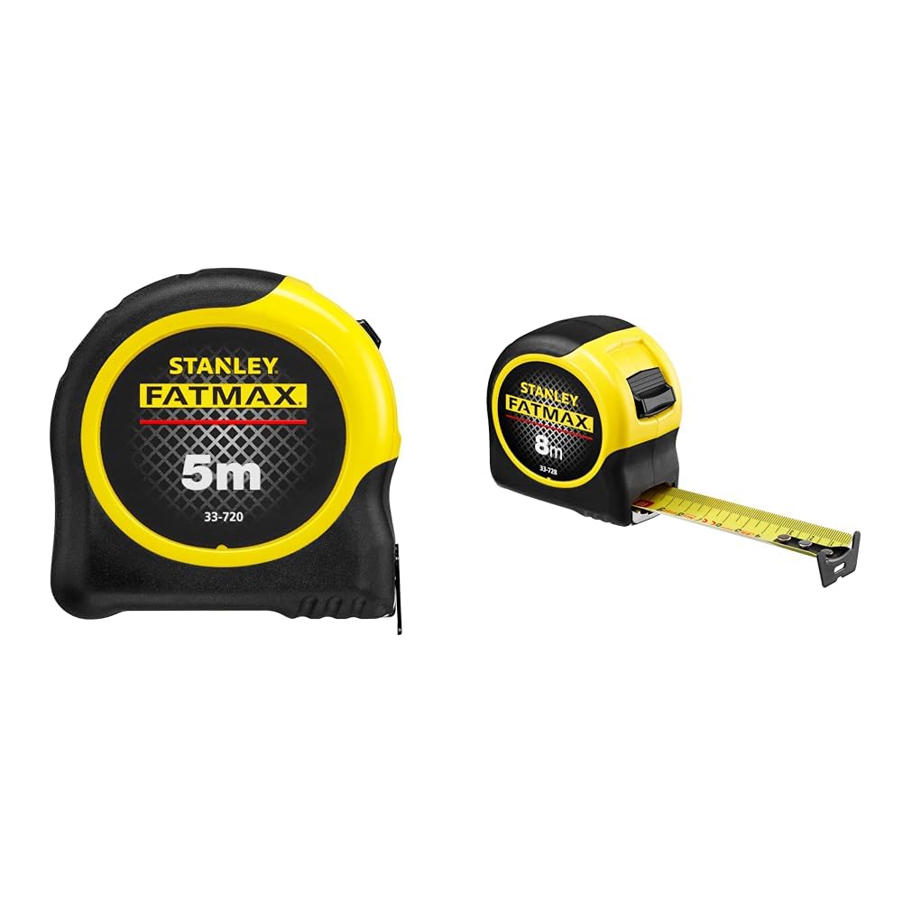 STANLEY FATMAX Mètre à Ruban 5 M - Revêtement Blade Armor - Ruban Ultra Épais - Plus Résistant & Stanley 0-33-728 Mètre Ruban 8M - Gamme FatMax - Revêtement Blade Armor - Ruban Ultra Épais