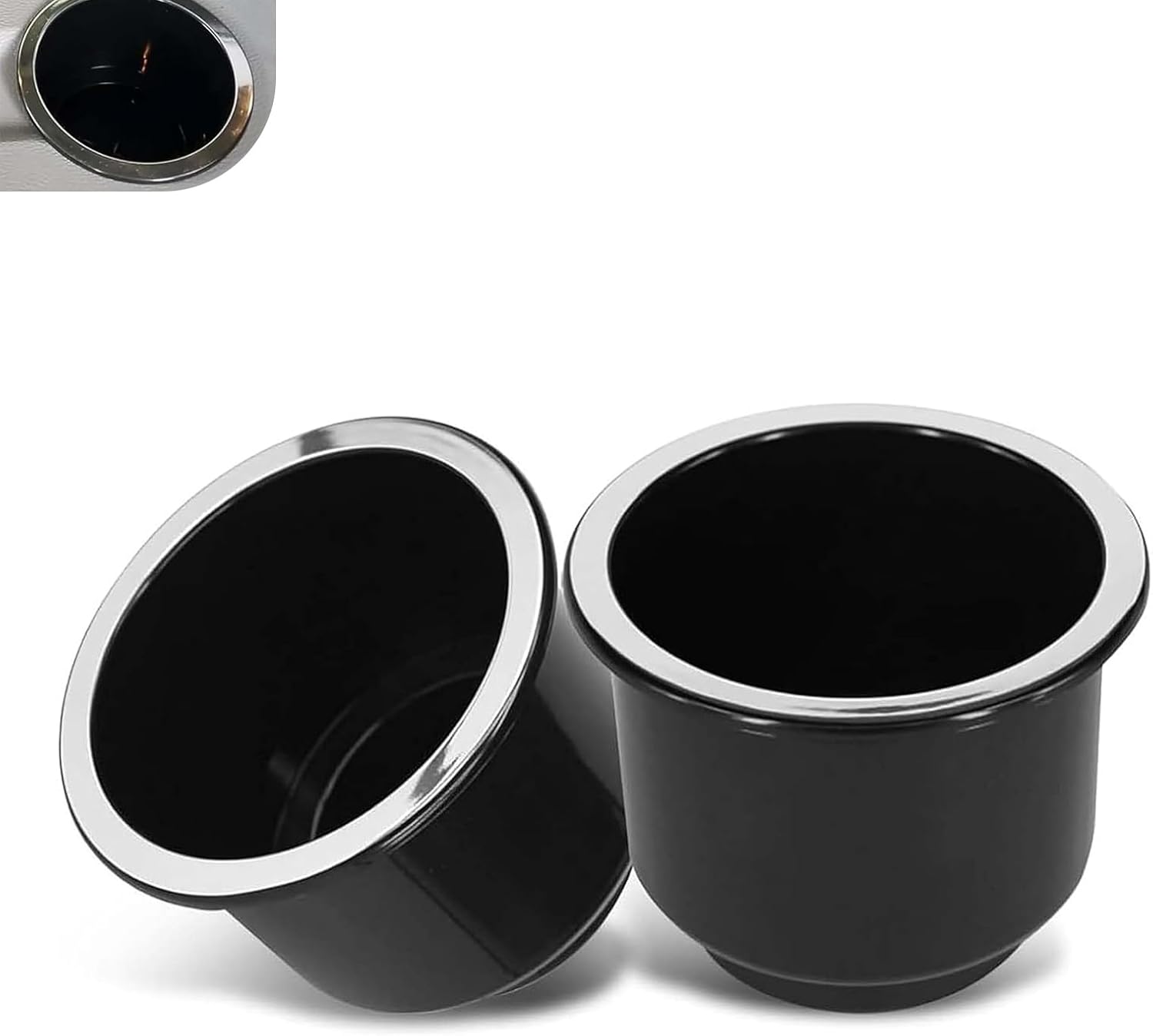 2PCS Car Cup Holder Insert, Black Plastic Couch Cup Holder Insert, Large Capacity Drop in Drink Can Holders Replacement Accessories, Universal for Car RV Boat Golf Cart