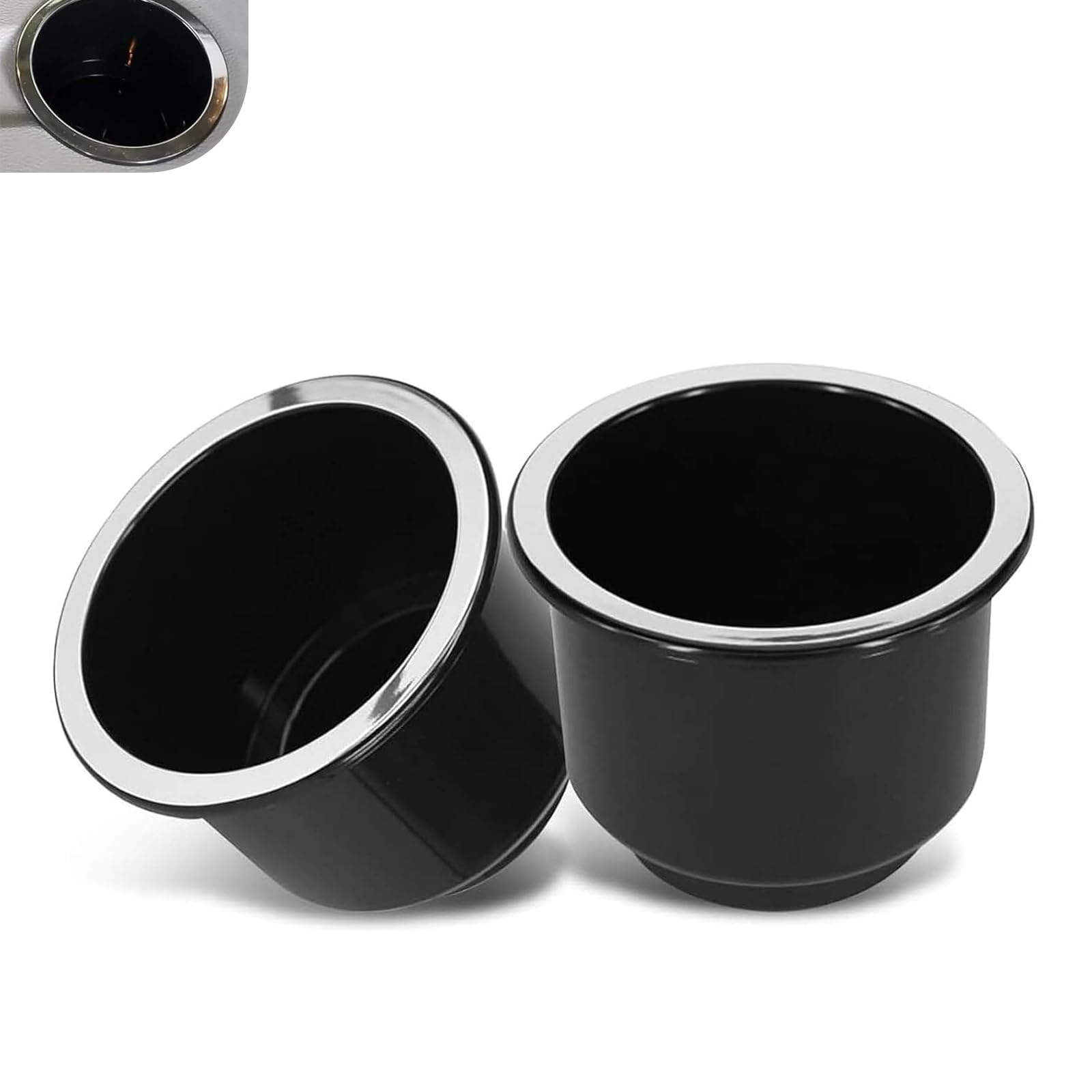 Photo 1 of CouTunp 2PCS Car Cup Holder Insert, Black Plastic Couch Cup Holder Insert, Large Capacity Drop in Drink Can Holders Replacement Accessories, Universal for Car RV Boat Golf Cart