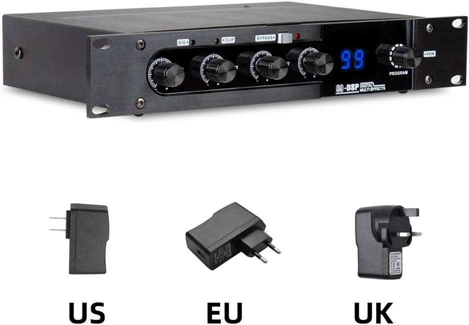 Karaoke Mixer Reverberator 99 DSP Digital Audio Effector Stereoscopic Sound Effect KTV Microphone BT Reverberation Effector for Stage Performances DJs Business Speeches Mixer Karaoke