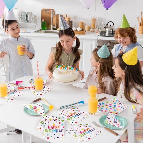 Aodaer AOD3762 48 Pieces Polka Dot Paper Napkins Disposable Rainbow Napkins Colorful Cocktail Dinner Napkin Set 13 Inch X 13 Inch Unfolded Tableware Napkins For Rainbow Party Supplies Happy Birthday Party Decoration thumb #5