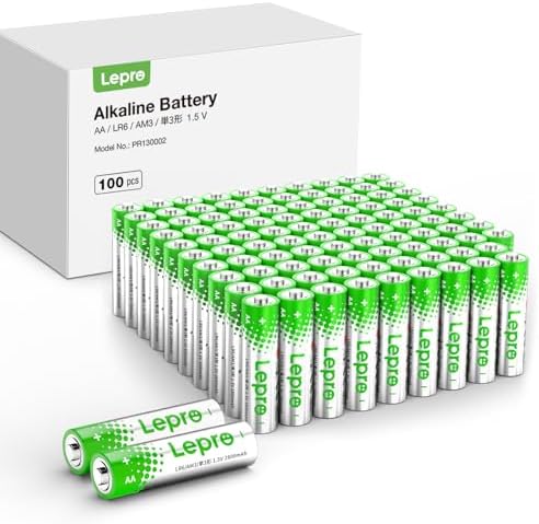 Lepro AA Batterien, 100 Stück, Alkaline Batterie AA mit 1.5V | Langlebig, Leistungsstark & Auslaufsicher, Ideal für Fernbedienungen, Spielzeug, Uhren, Taschenlampe UVM