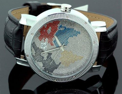 Mens Diamond World Map Watch 0.10ct