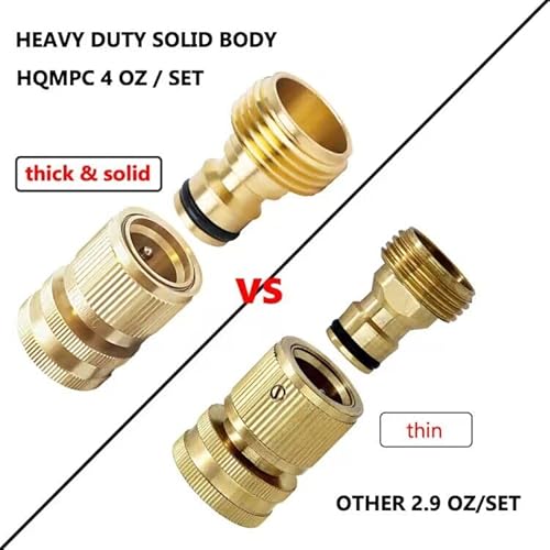 Hqmpc Garden Hose Quick Connect Solid Brass Quick Connector Garden Hose Fitting Water Hose Connectors 3/4 Inch Ght (3 Sets) #TOP1