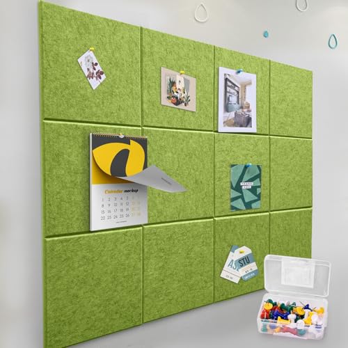 Filz-Pinnwand Set – 6 Fliesen à 30x30 Cm, Nano-Klebeband, Verstellbar Bis 91,4x61 Cm, Alternative Zu Kork