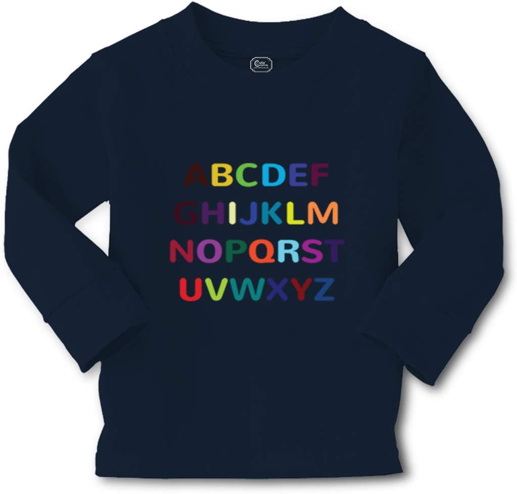 Cute Rascals Kids Long Sleeve T Shirt Alphabet Teacher A School Education Cotton Boy & Girl Clothes Funny Graphic Tee Navy Design Only 4T