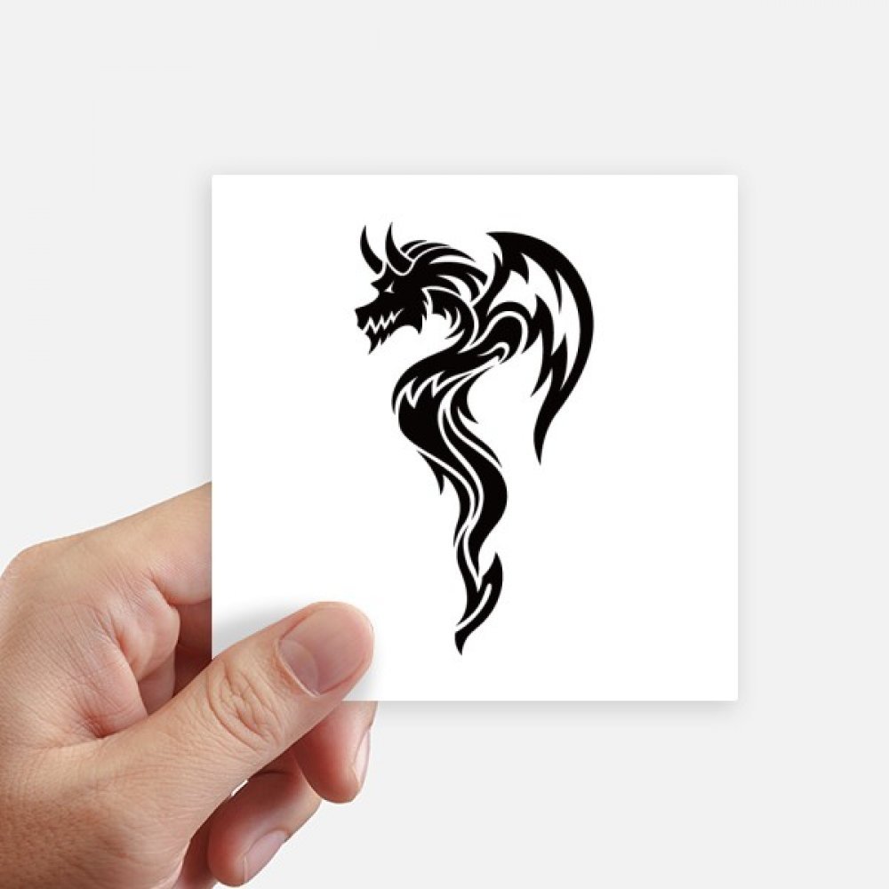 Autocollant carré dragon art silhouette sticker 10cm x 10cm multicolor pour mur et valise